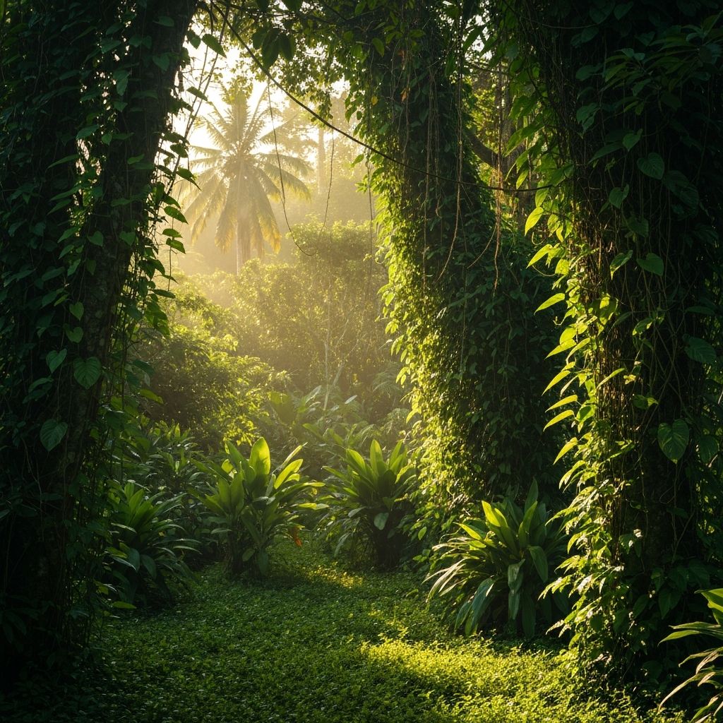 Tropical island vegetation and native botanical species